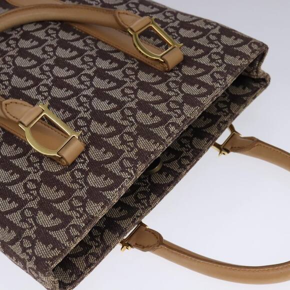 DIOR Trotter Canvas Hand Bag Brown Gold - Picture 6 of 12